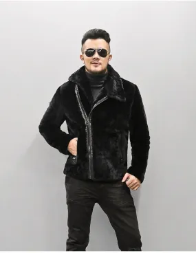 Men's Winter Warm Lamb's-Wool Genuine Leather Slim Jacket