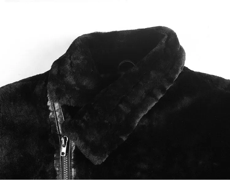 Men's Winter Warm Lamb's-Wool Genuine Leather Slim Jacket