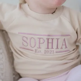 Personalised Name and EST Baby and Toddler Crewnecks