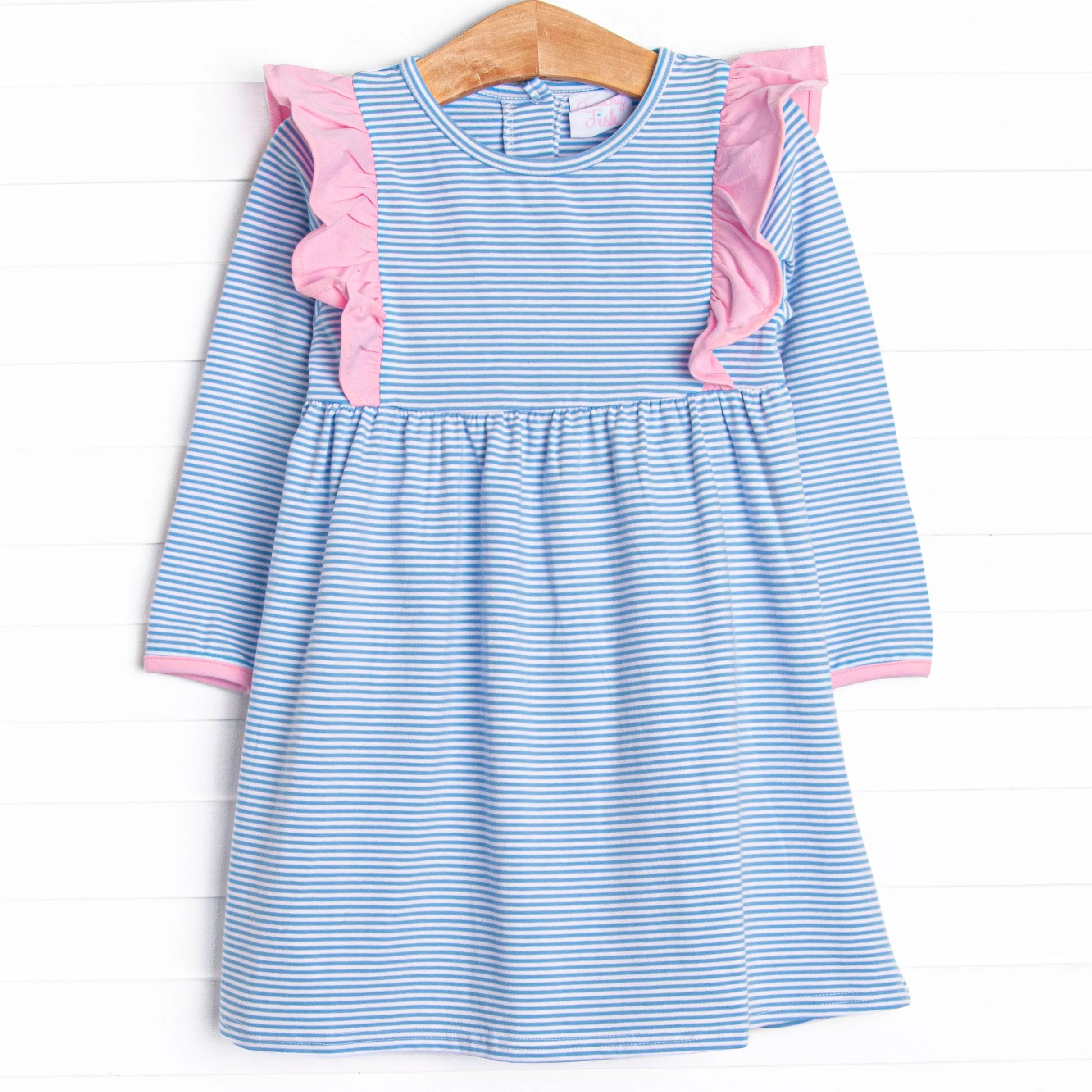 Sky Blue Stripes Dress, Blue