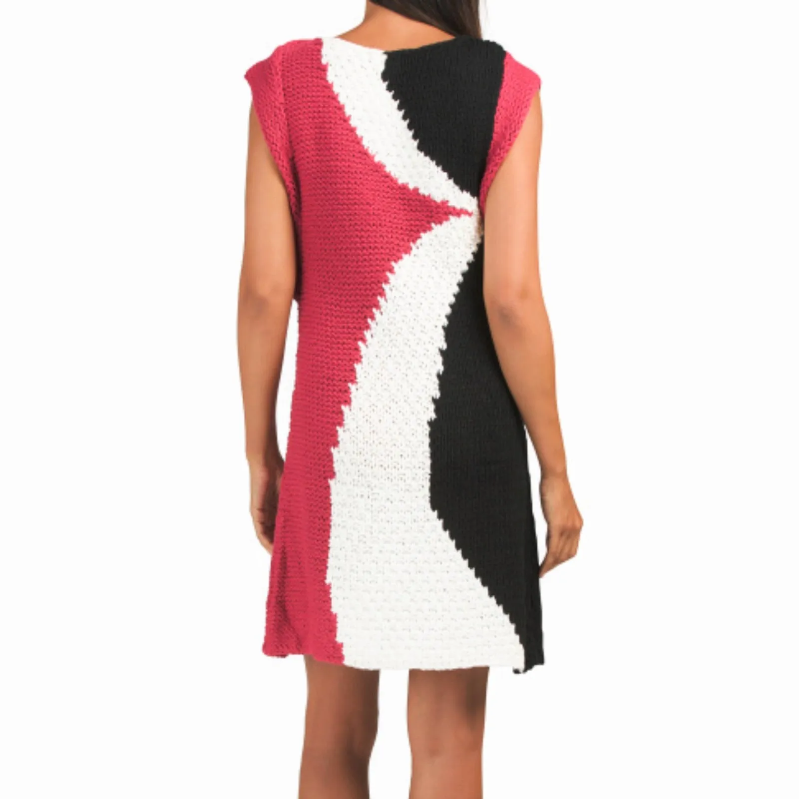 Vertigo Paris Women's Color Block Crochet Knit Mini Dress