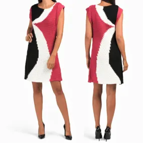 Vertigo Paris Women's Color Block Crochet Knit Mini Dress