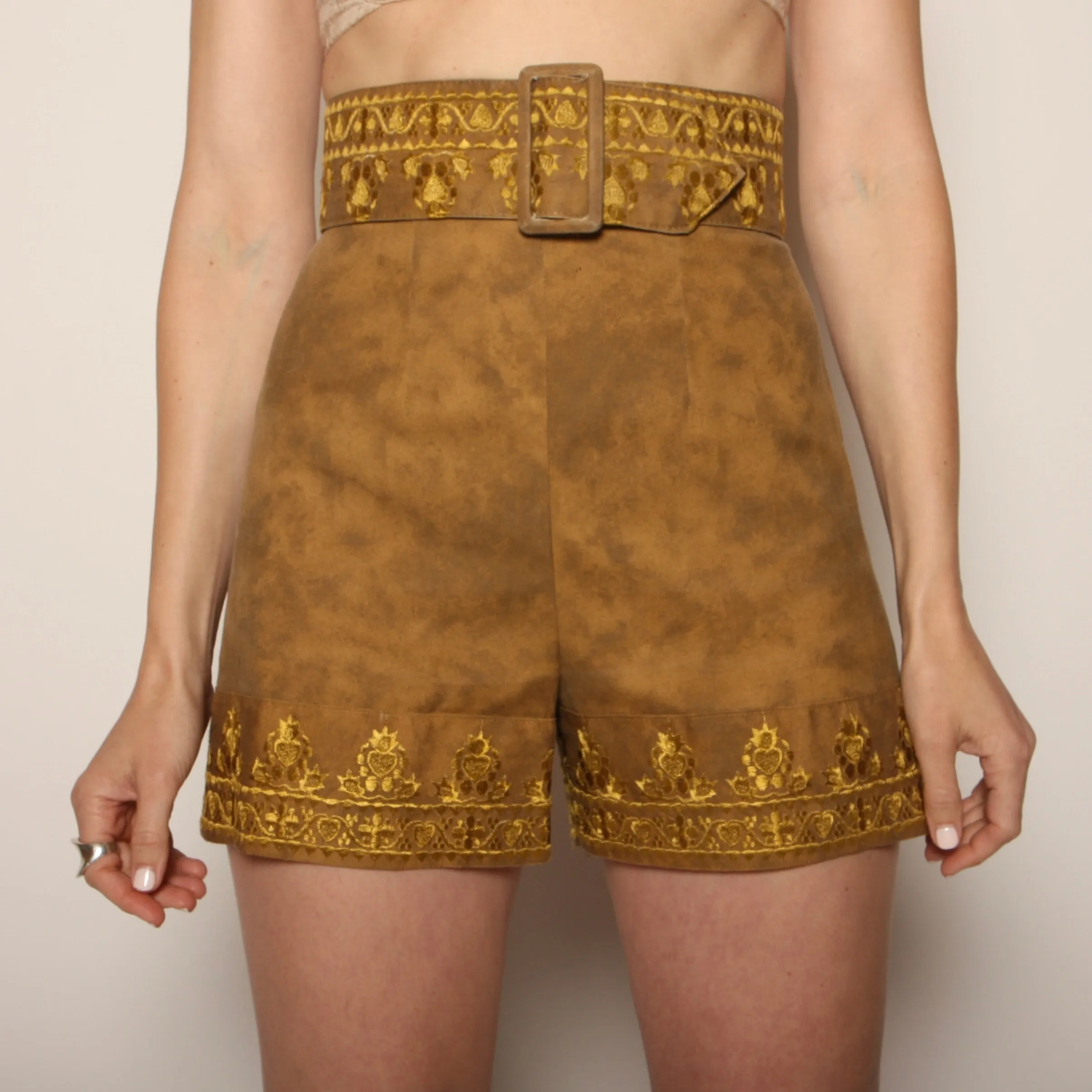 Vintage 60's Beverly Paige Folk Embroidered Jacket   Shorts Set