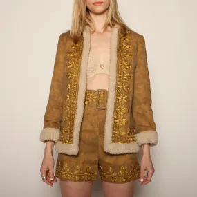 Vintage 60's Beverly Paige Folk Embroidered Jacket   Shorts Set