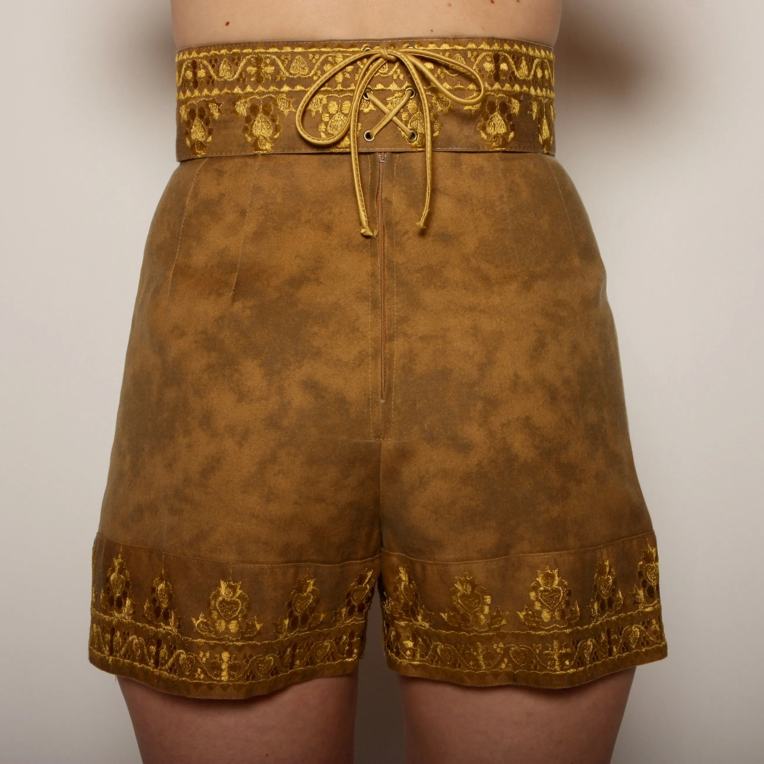 Vintage 60's Beverly Paige Folk Embroidered Jacket   Shorts Set