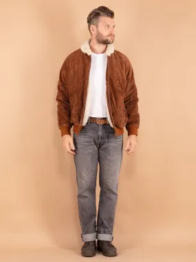 Vintage 70's Men Suede Sherpa Jacket in Brown