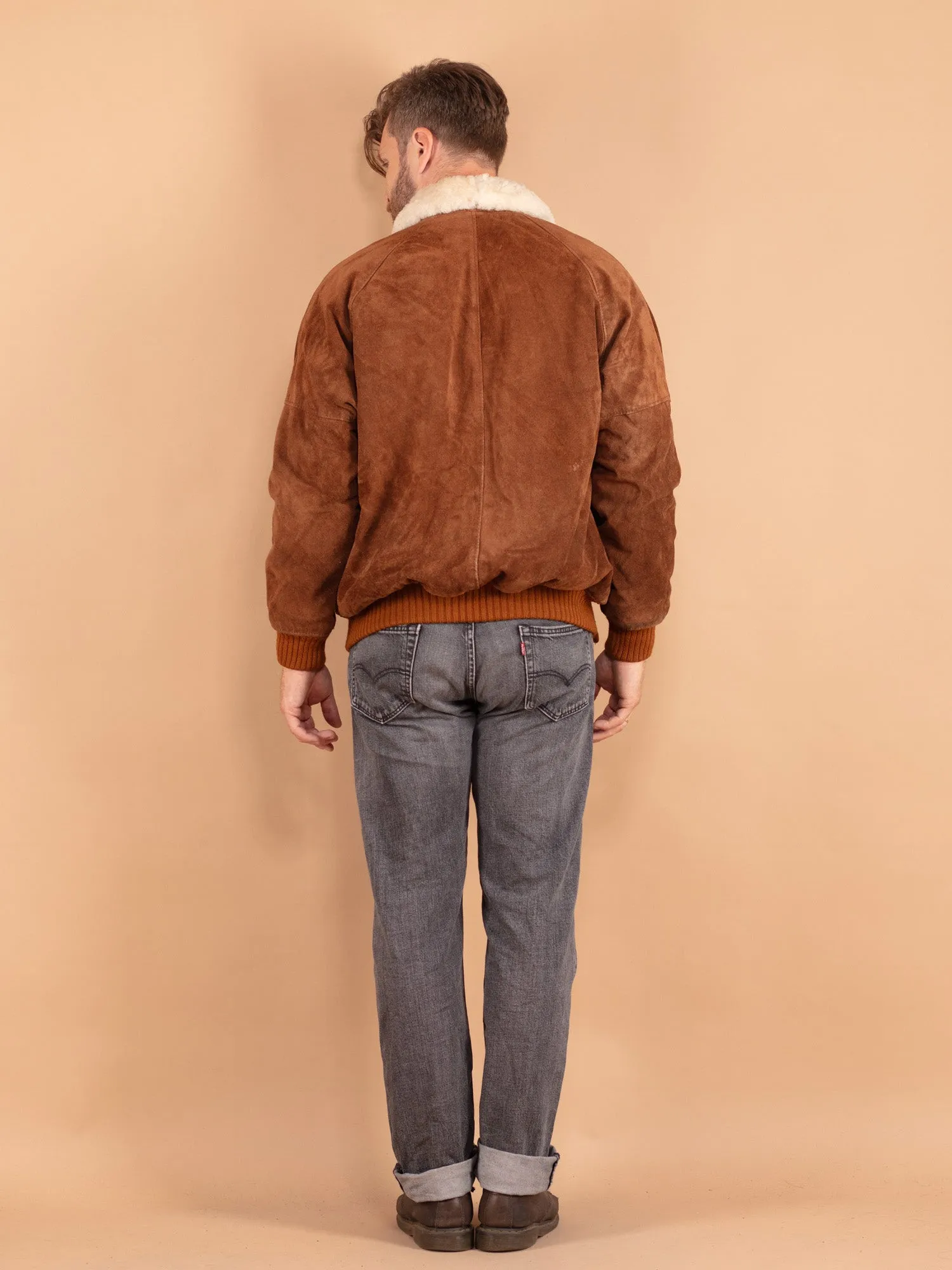 Vintage 70's Men Suede Sherpa Jacket in Brown
