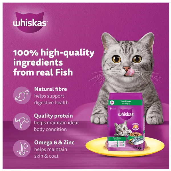 Whiskas Cat Food Tuna Flavour 1  Year 1.2kg Pouch